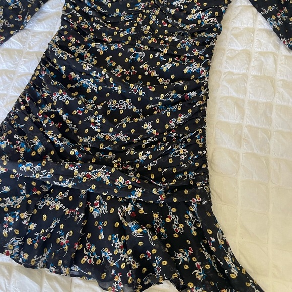 Veronica Beard Black Floral Metallic Long Sleeve Dress - Picture 7 of 14